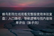 蜂鸟影院在线观看完整版使用体验复盘：入口路径、导航逻辑与找内容效率评估（新手向）