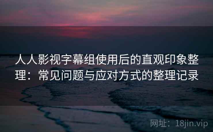 人人影视字幕组使用后的直观印象整理：常见问题与应对方式的整理记录