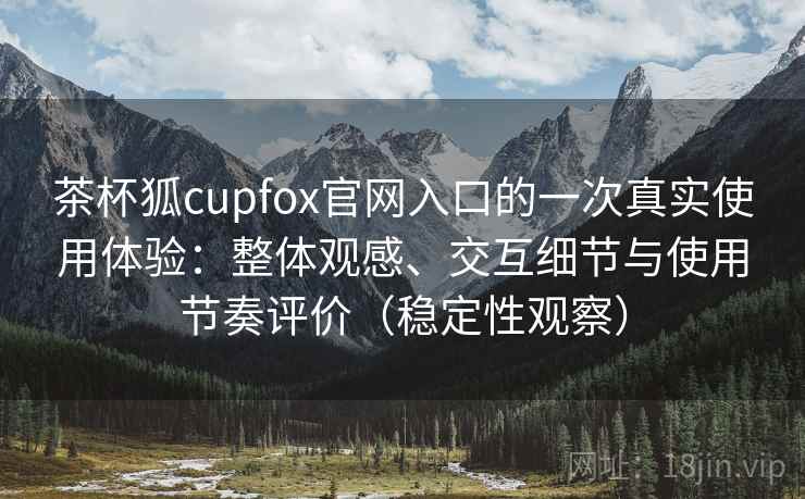 茶杯狐cupfox官网入口的一次真实使用体验：整体观感、交互细节与使用节奏评价（稳定性观察）
