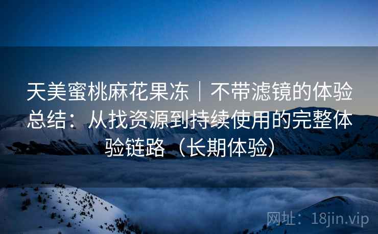 天美蜜桃麻花果冻｜不带滤镜的体验总结：从找资源到持续使用的完整体验链路（长期体验）
