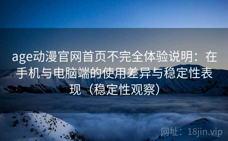 age动漫官网首页不完全体验说明：在手机与电脑端的使用差异与稳定性表现（稳定性观察）