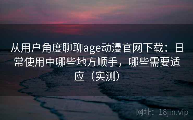 从用户角度聊聊age动漫官网下载：日常使用中哪些地方顺手，哪些需要适应（实测）